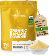 Jungle Powders Organic Banana Powder pourable texture ideal for smoothie bases.