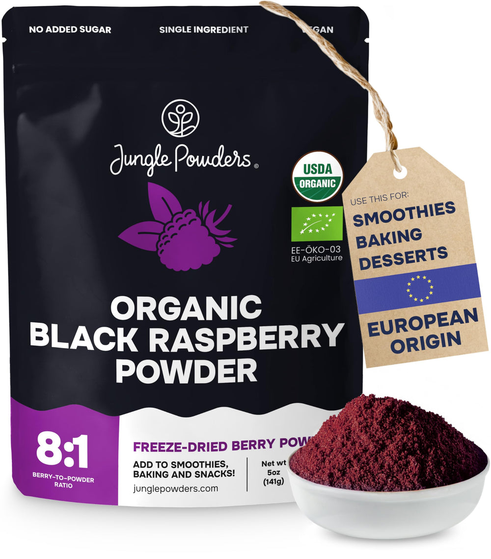 Jungle Powders Organic Black Raspberry Powder 5oz bag for smoothies
