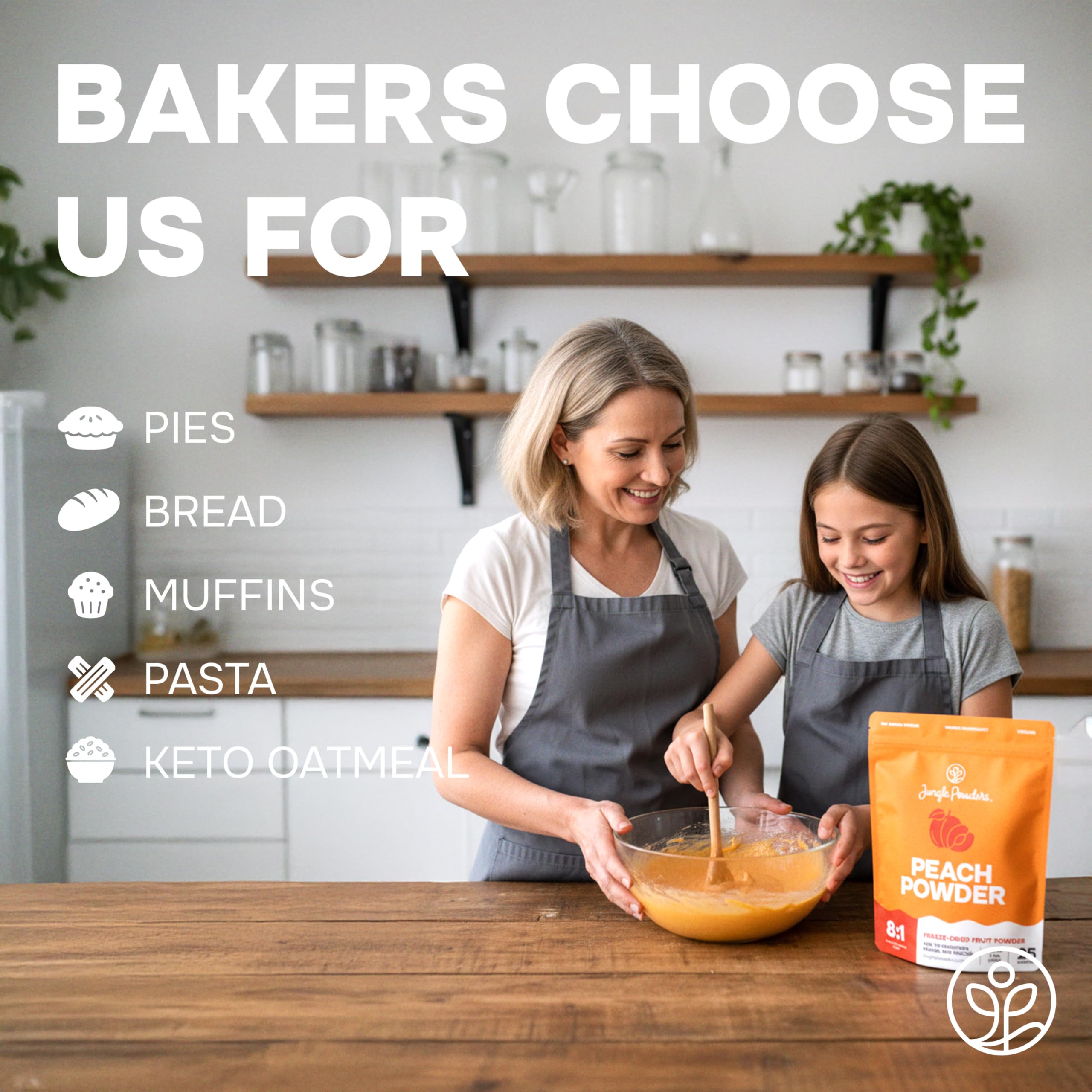 Jungle Powders peach powder in cake mixes adds a bright peach note.