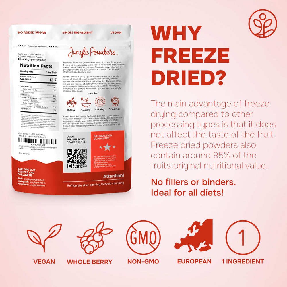 Jungle Powders Strawberry Powder baking application; versatile for desserts.