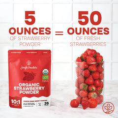 Jungle Powders strawberry powder added to a smoothie for color and aroma.
