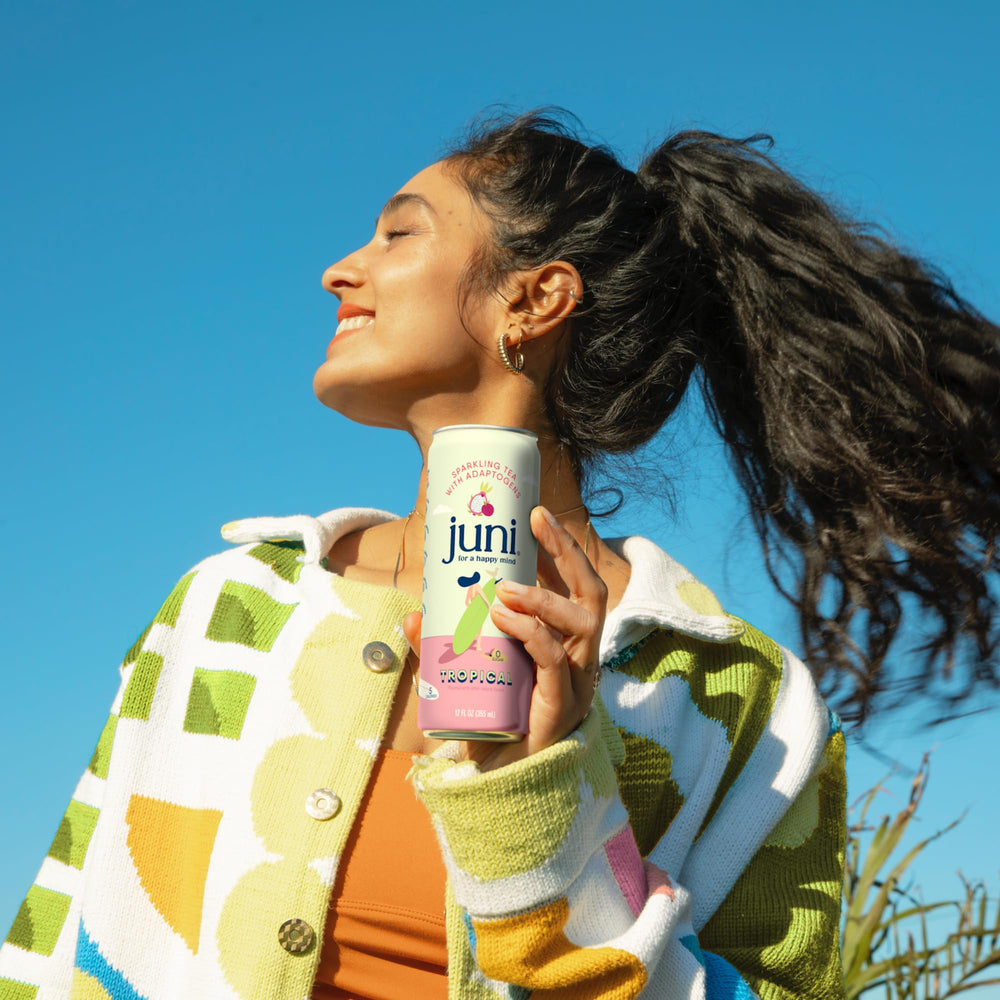JUNI wellness founders Jay Shetty and Radhi inspire mindful sipping.
