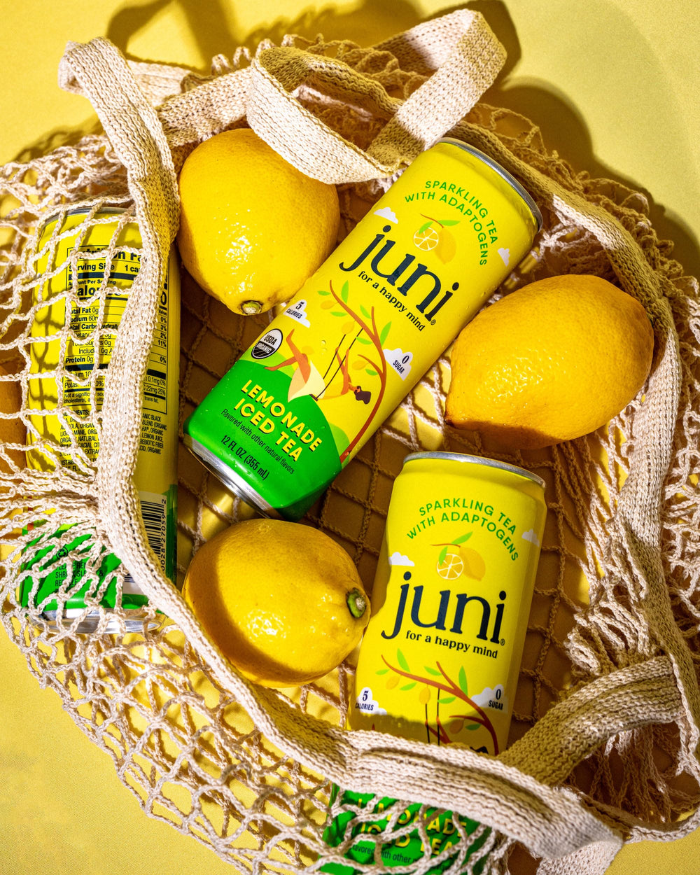 JUNI sparkling drink green-tea caffeine-pulse can for a gentle energy lift.