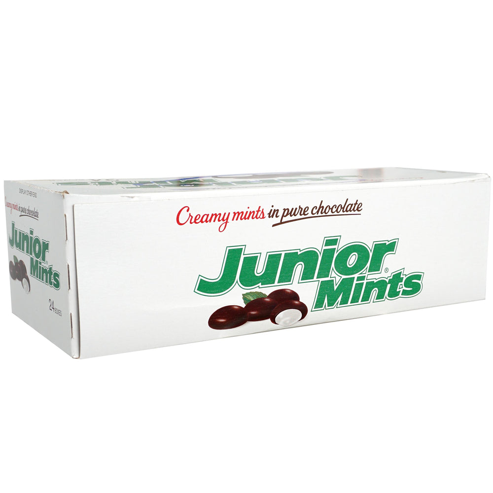 Front display of Junior Mints packs, perfect for gifting or office snacking.
