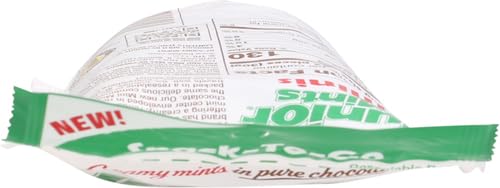 Junior Mints Minis brand logo with classic mint chocolate appeal.