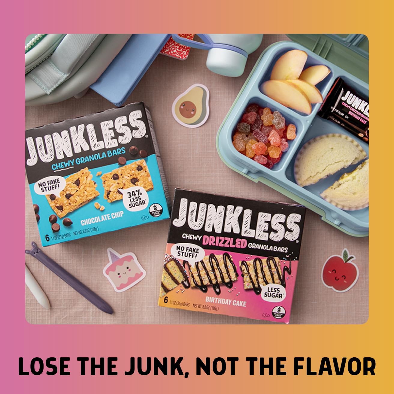 JUNKLESS Berry Cream bar with drizzle, a convenient lunchbox treat option