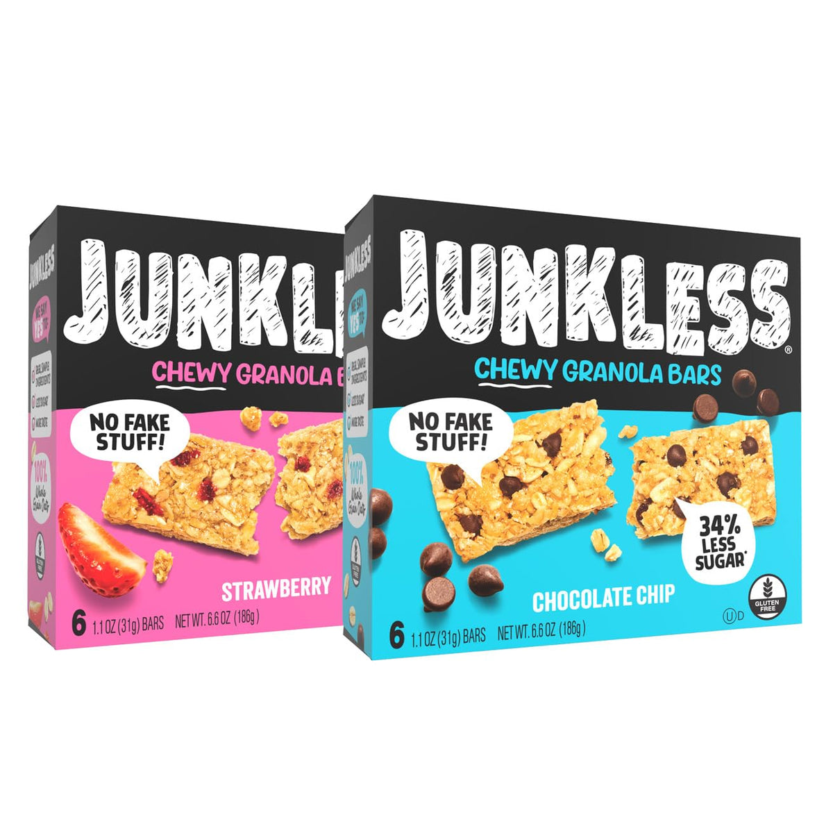 JUNKLESS chewy bar chocolate chip pack, perfect for grab-and-go snacking