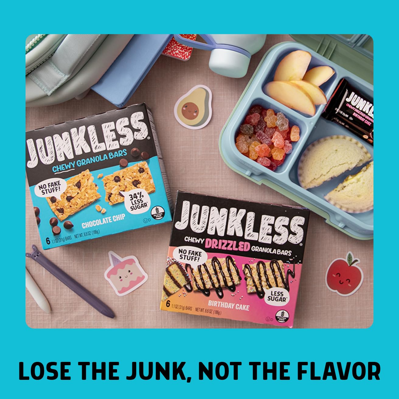 Packaging highlights 34 percent less sugar versus leading chewy granola bars
