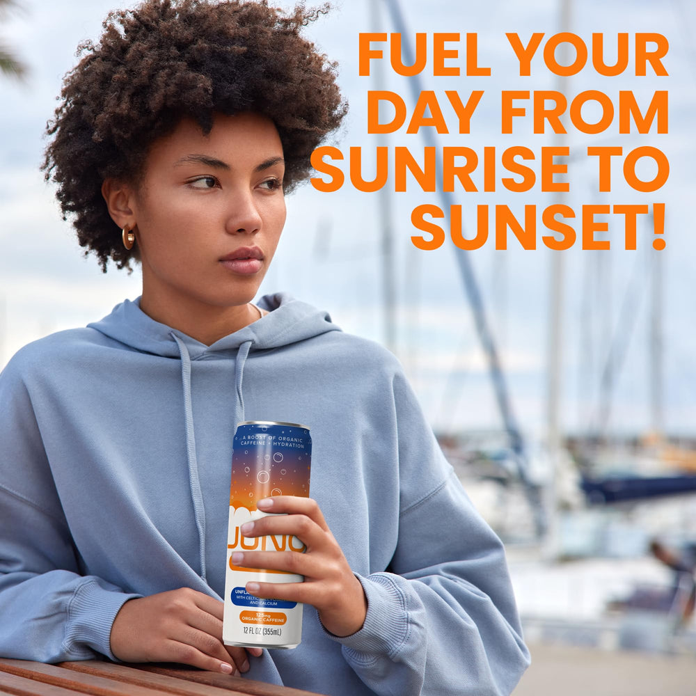 JUNO ENERGY 12-pack packaging for on-the-go energy.