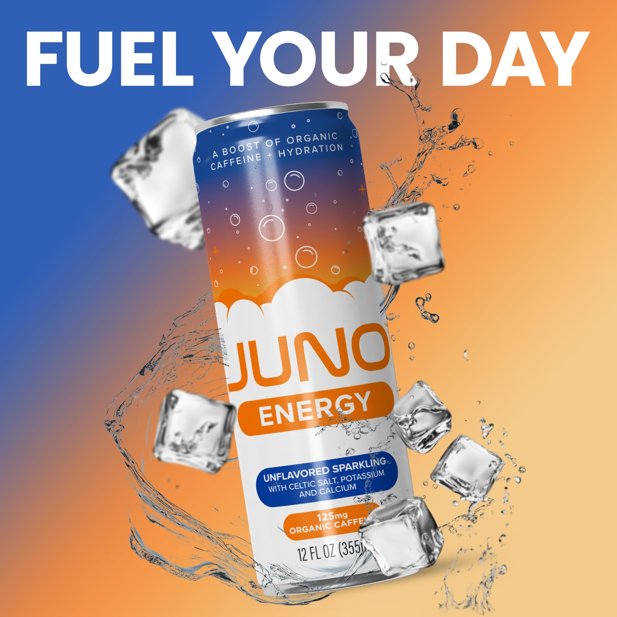 JUNO ENERGY crisp carbonation ideal for refreshing, sugar-free energy.