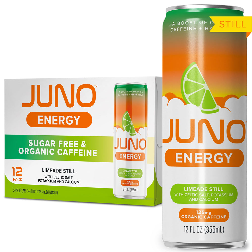 JUNO ENERGY Limeade bottle close-up highlighting refreshing citrus flavor