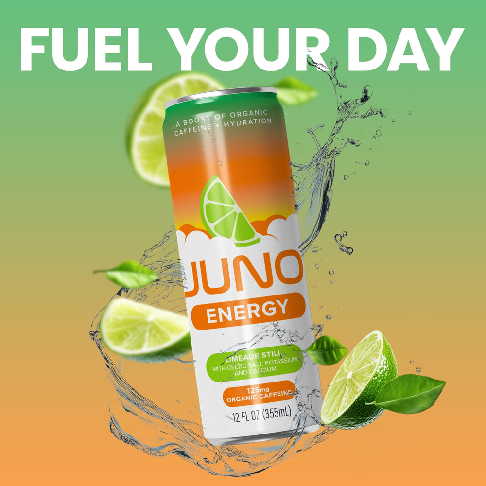 JUNO ENERGY Limeade on-the-go mockup in a gym bag