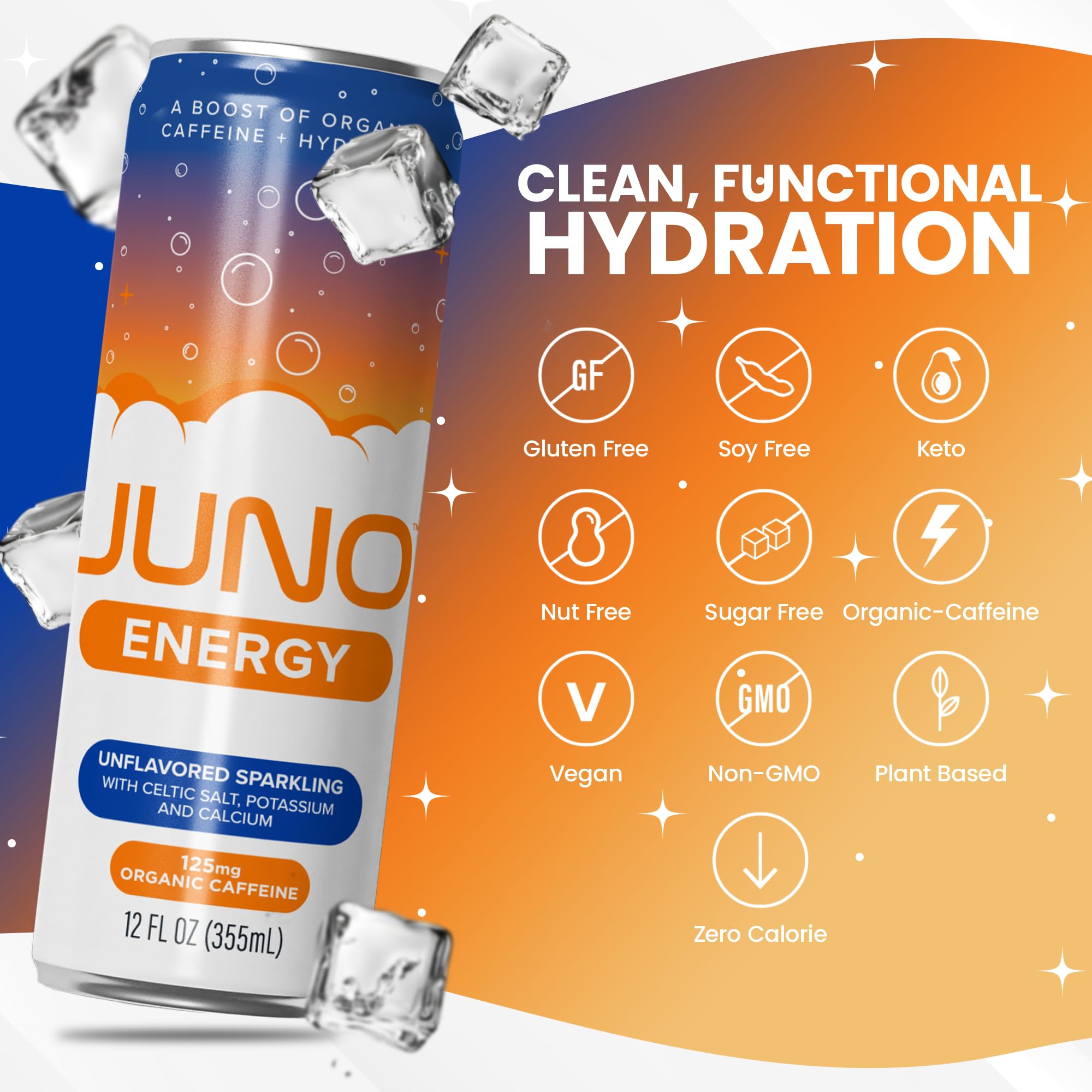 JUNO ENERGY potassium and calcium provide electrolyte balance.