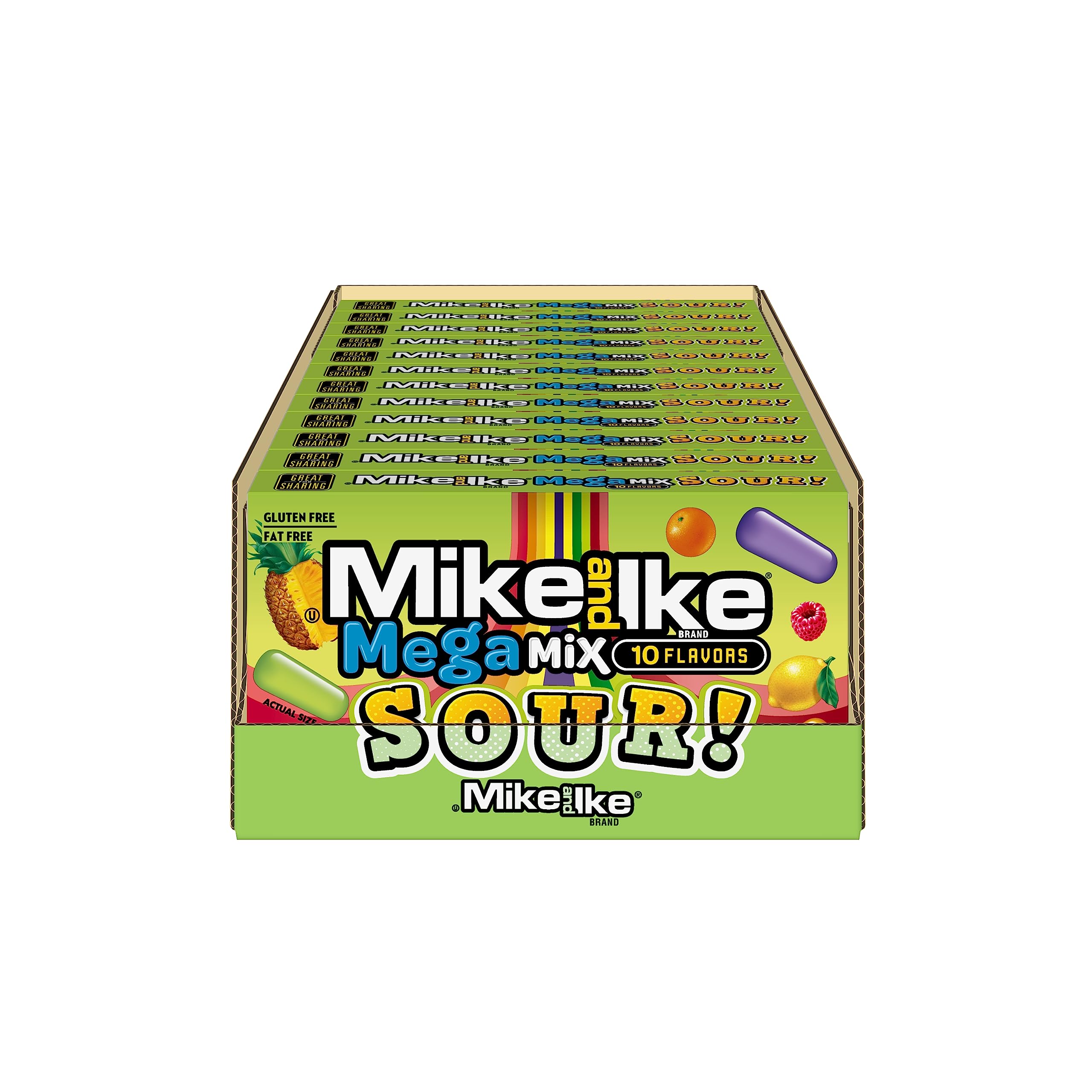 On-the-go snacking with Just Born Mega Mix Sour in a portable format.