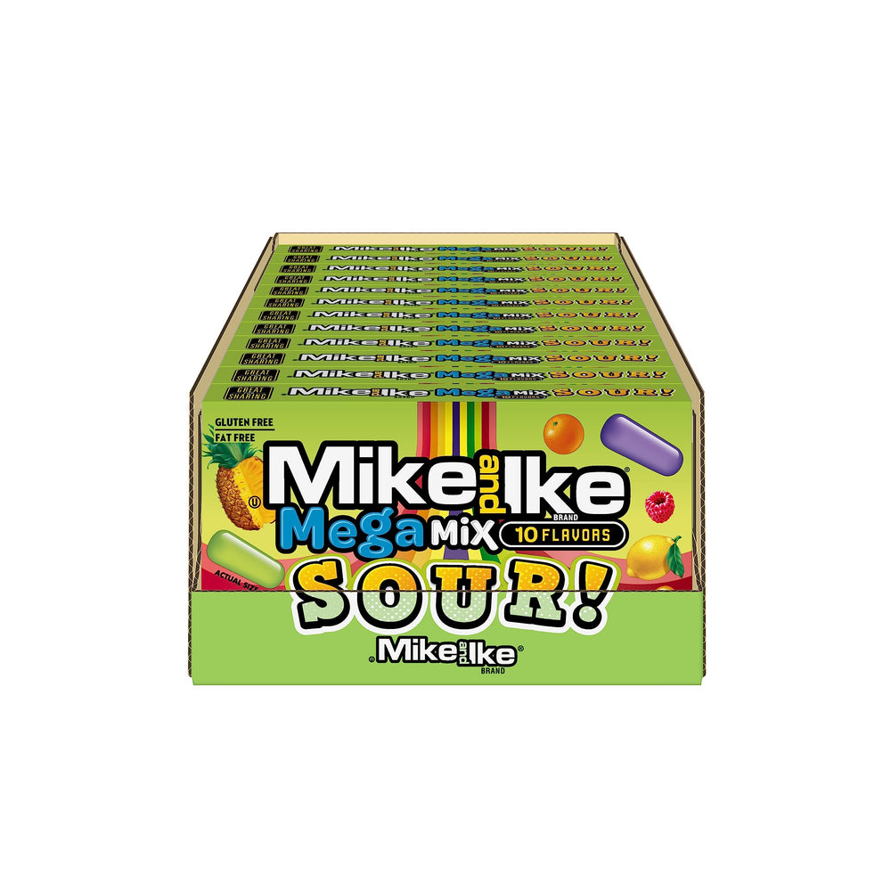 On-the-go snacking with Just Born Mega Mix Sour in a portable format.