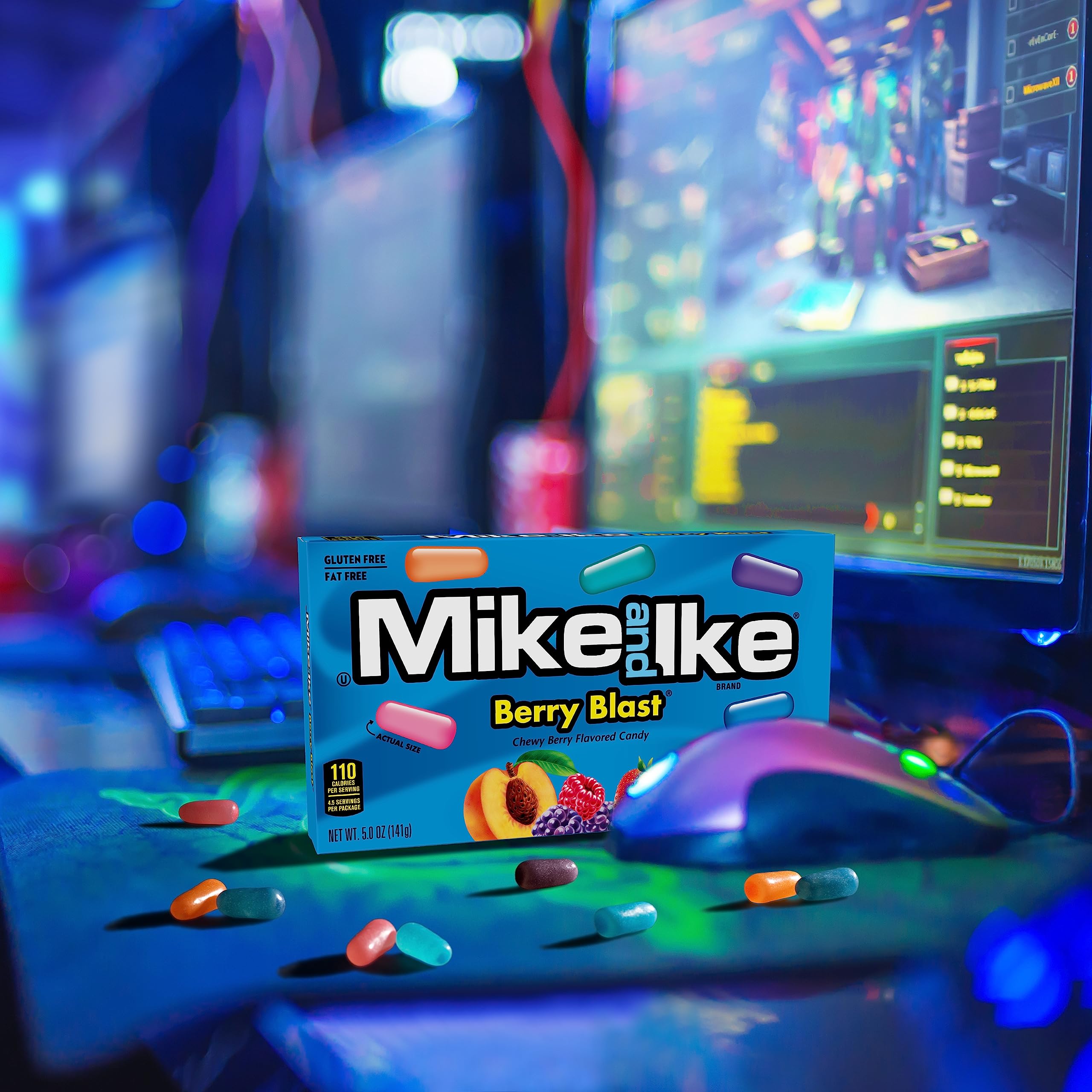On-the-go Mike and Ike Berry Blast snack in backpack