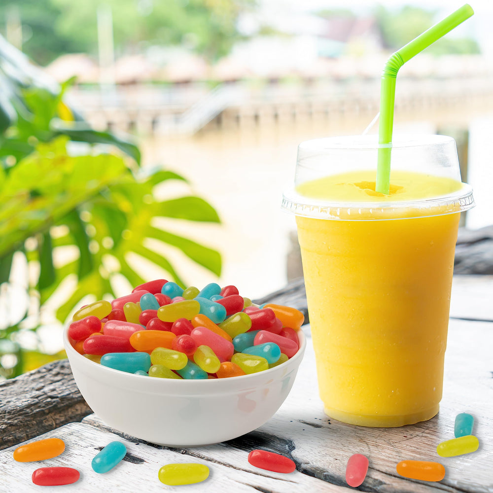 Mike and Ike Strawberry-Banana close-up vibrant mix for game nights