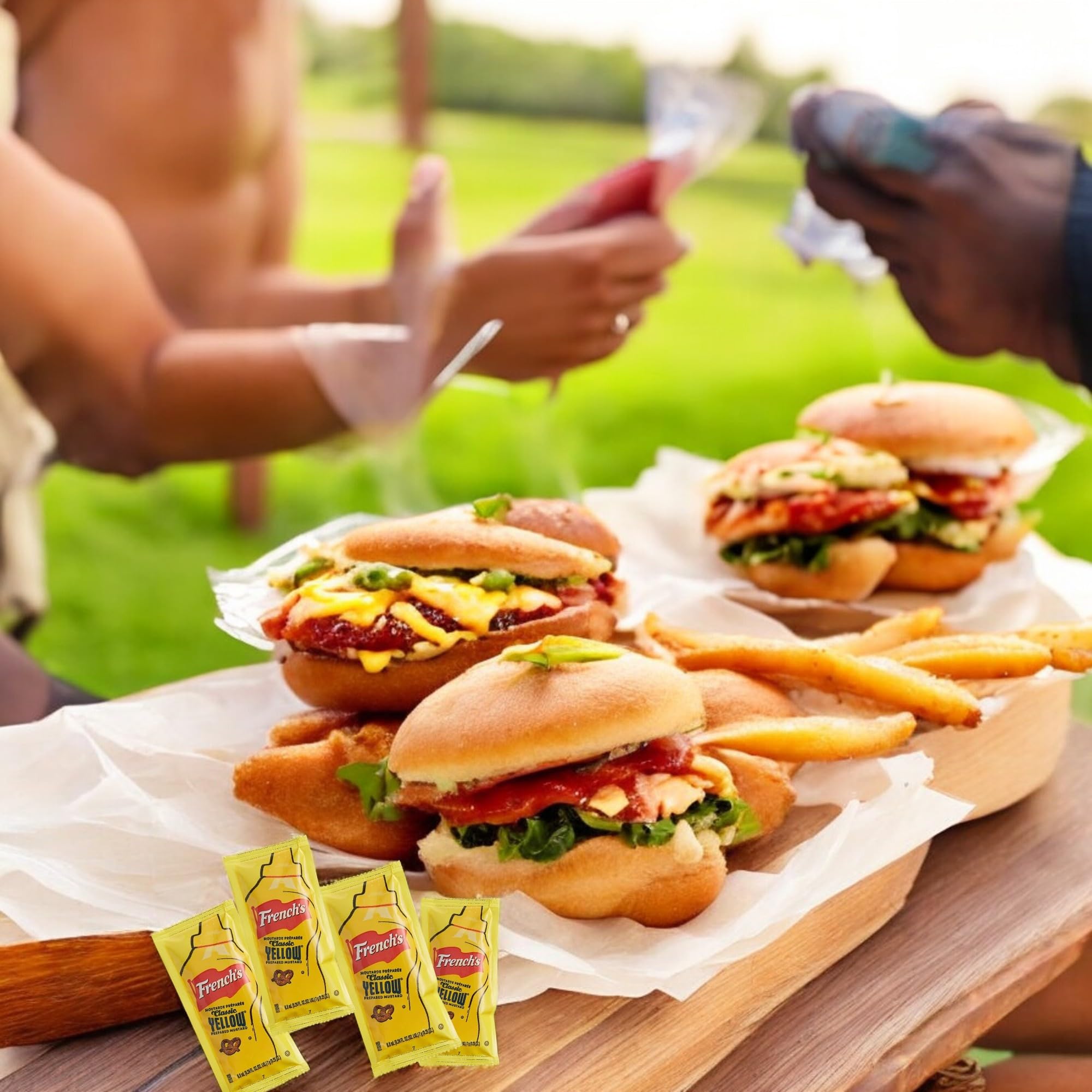 JUST-BUY Classic mustard packets enhance sandwiches, hot dogs, and more for busy venues.