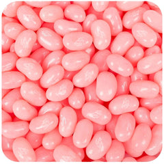 Just Candy pink jelly beans bulk 12oz close-up, glossy beads ideal for party favors.