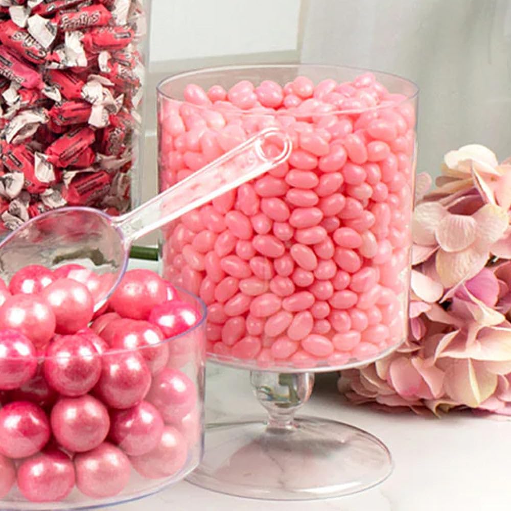 Just Candy pink jelly beans at a display, great for outdoor events.