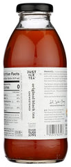 Just Ice Tea Black Original Unsweetened bottle pour reveals a bold, ready-to-drink option.