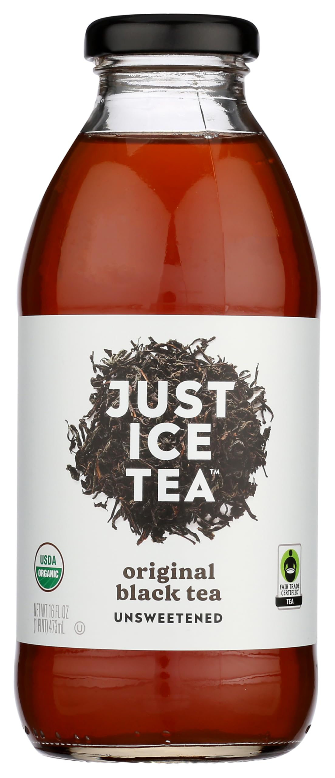 Just Ice Tea Black Original Unsweetened bottle offers crisp, refreshing flavor on the go.