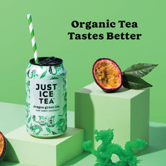 Just Ice Tea Dragon Green glass with ice conveys smooth balanced flavor ideal for everyday breaks.