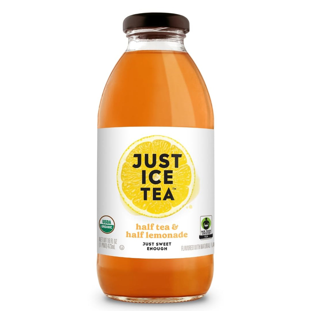 Just Ice Tea half tea half lemonade 16oz bottle, convenient refreshment on the go.