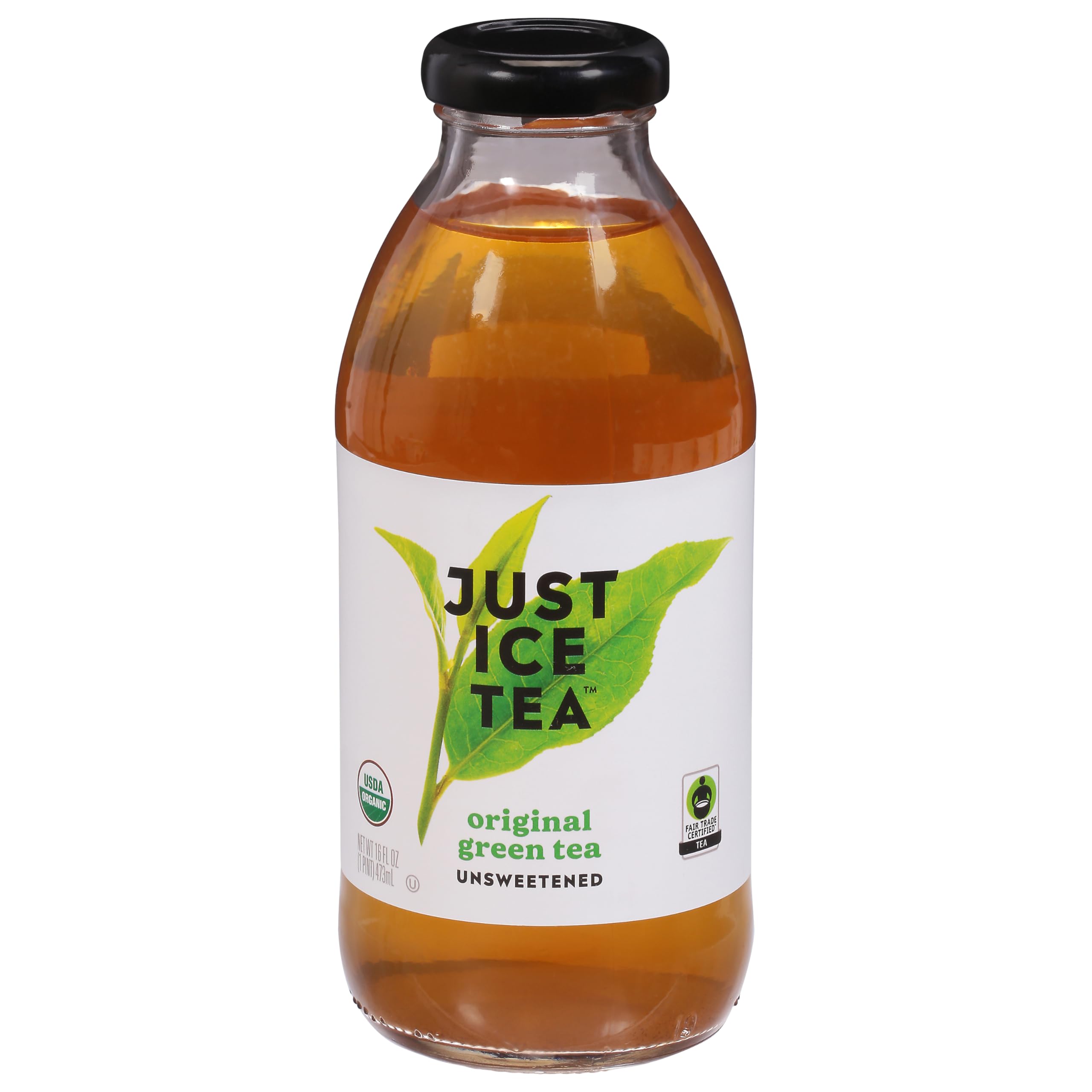 Just Ice Tea Organic Green Tea bottle pour, crisp flavor for refreshing iced beverages
