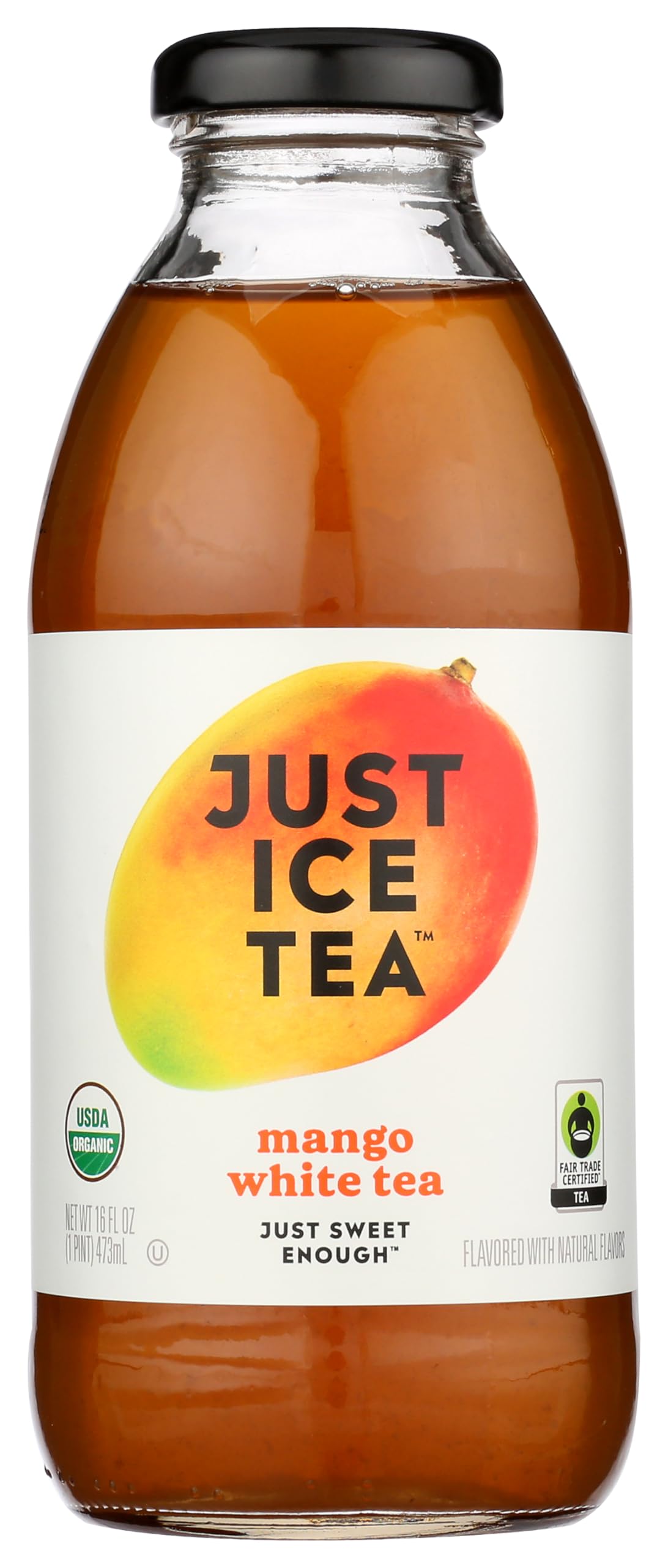 Just Ice Tea Tea White Mango Organic bottle, crisp refreshing flavor for everyday sipping.