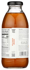 Just Ice Tea Tea White Mango Organic label closeup highlighting premium ingredients.