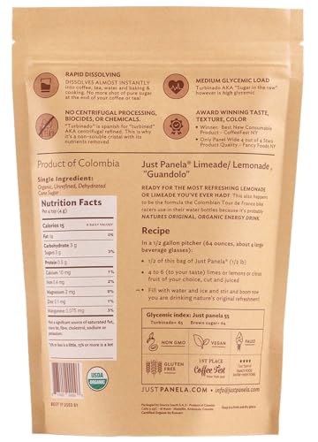 Just Panela dark brown sugar closeup, rich flavor for baking and beverages