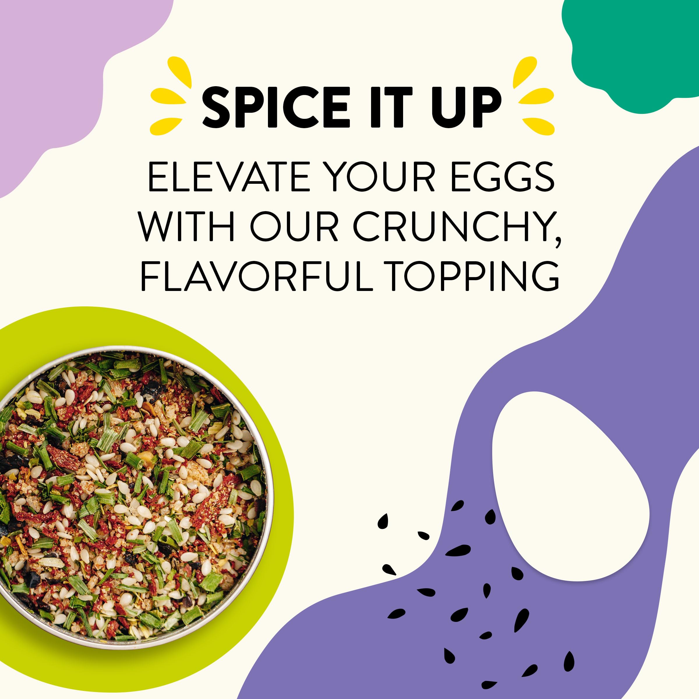 Just Spices Egg Topping on scrambled eggs for extra texture