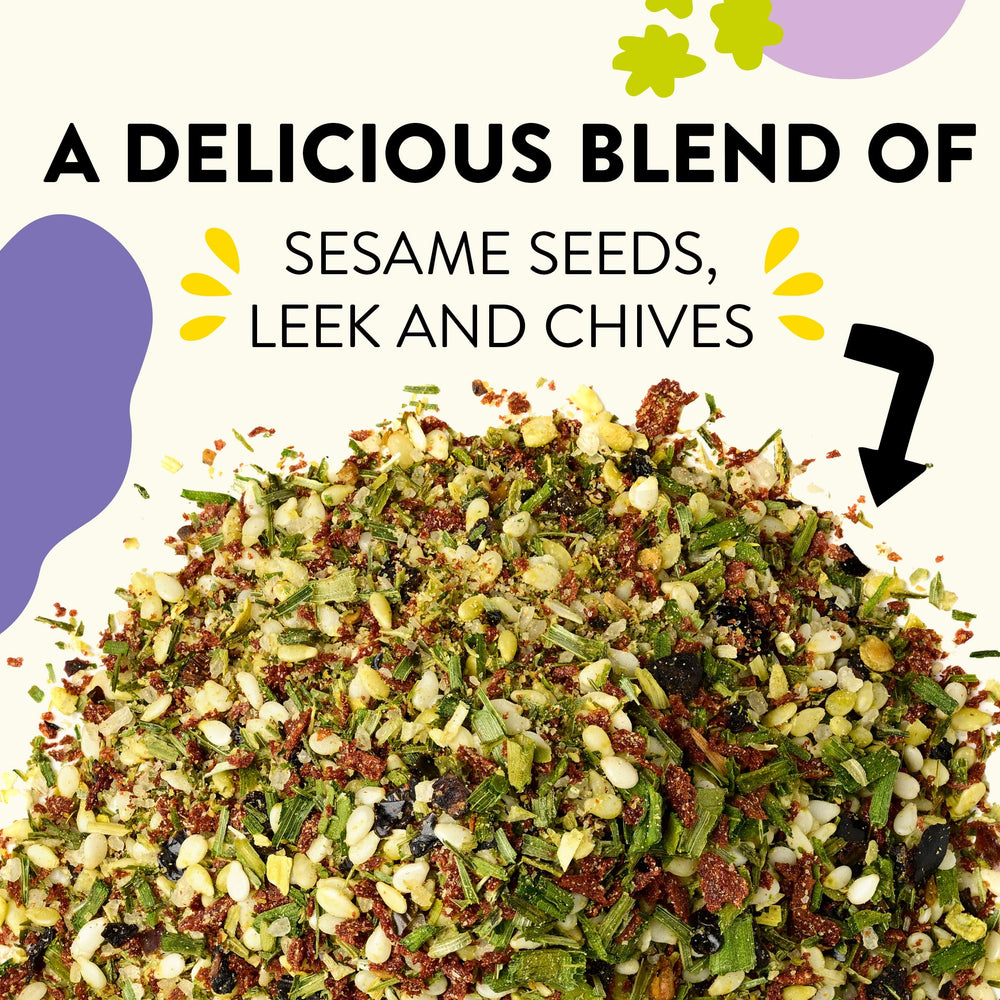 Just Spices Egg Topping sea salt balances flavors on eggs