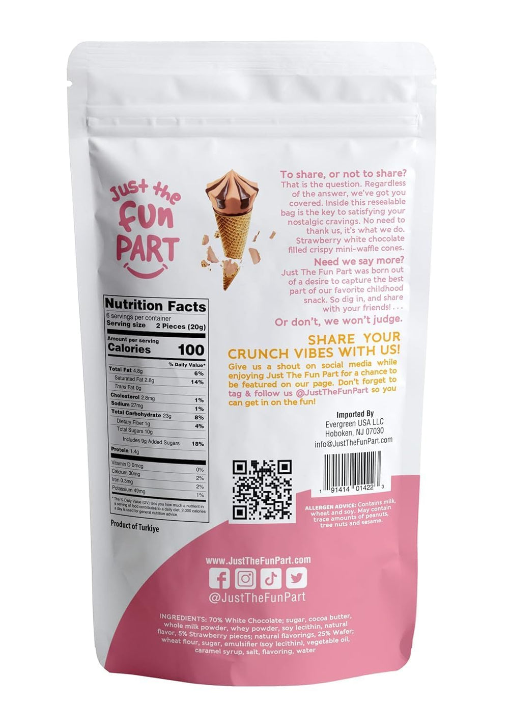 Just The Fun Part strawberry-white-chocolate waffle cone bites, perfect for sharing