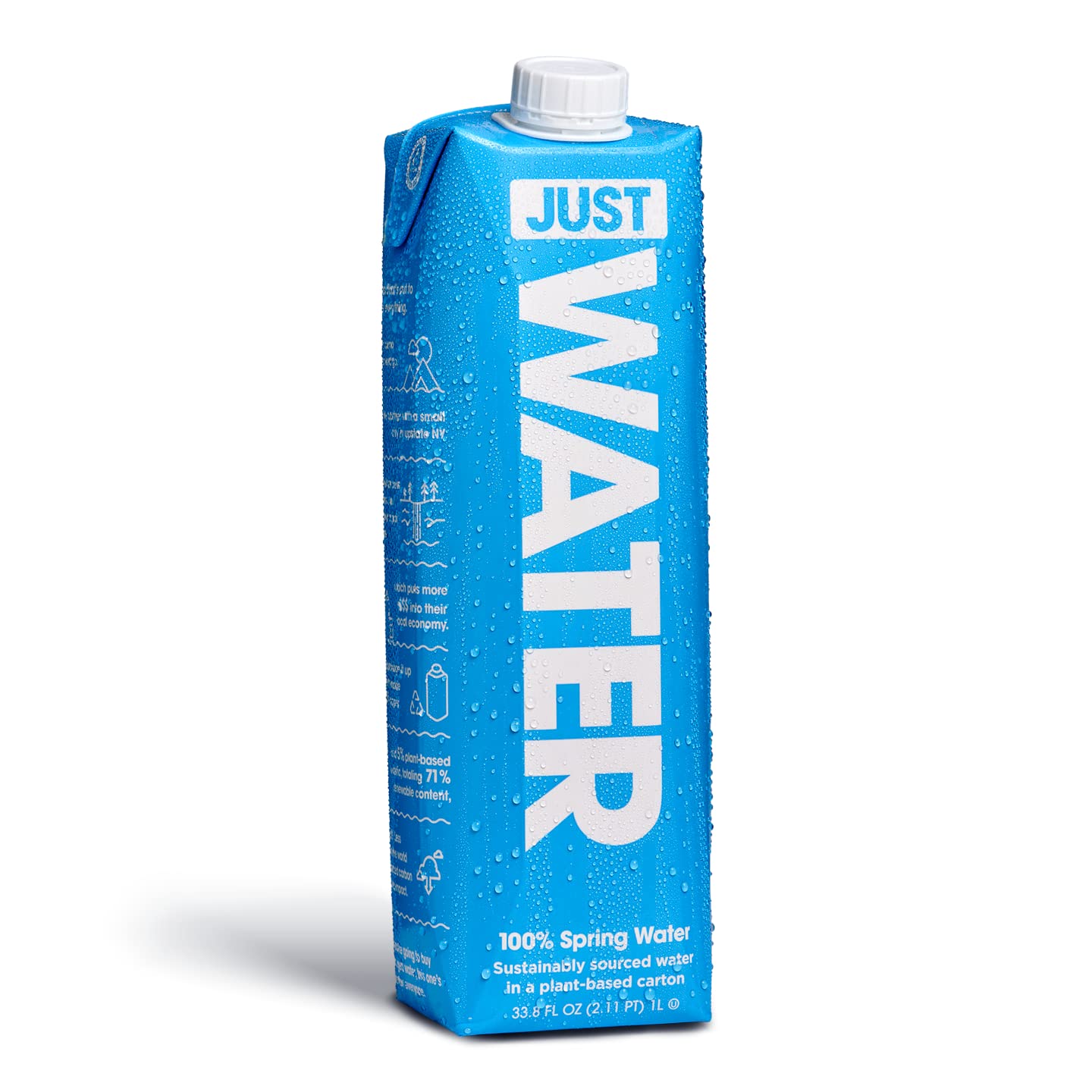 JUST Water sugarcane cap close-up highlighting eco-friendly materials.