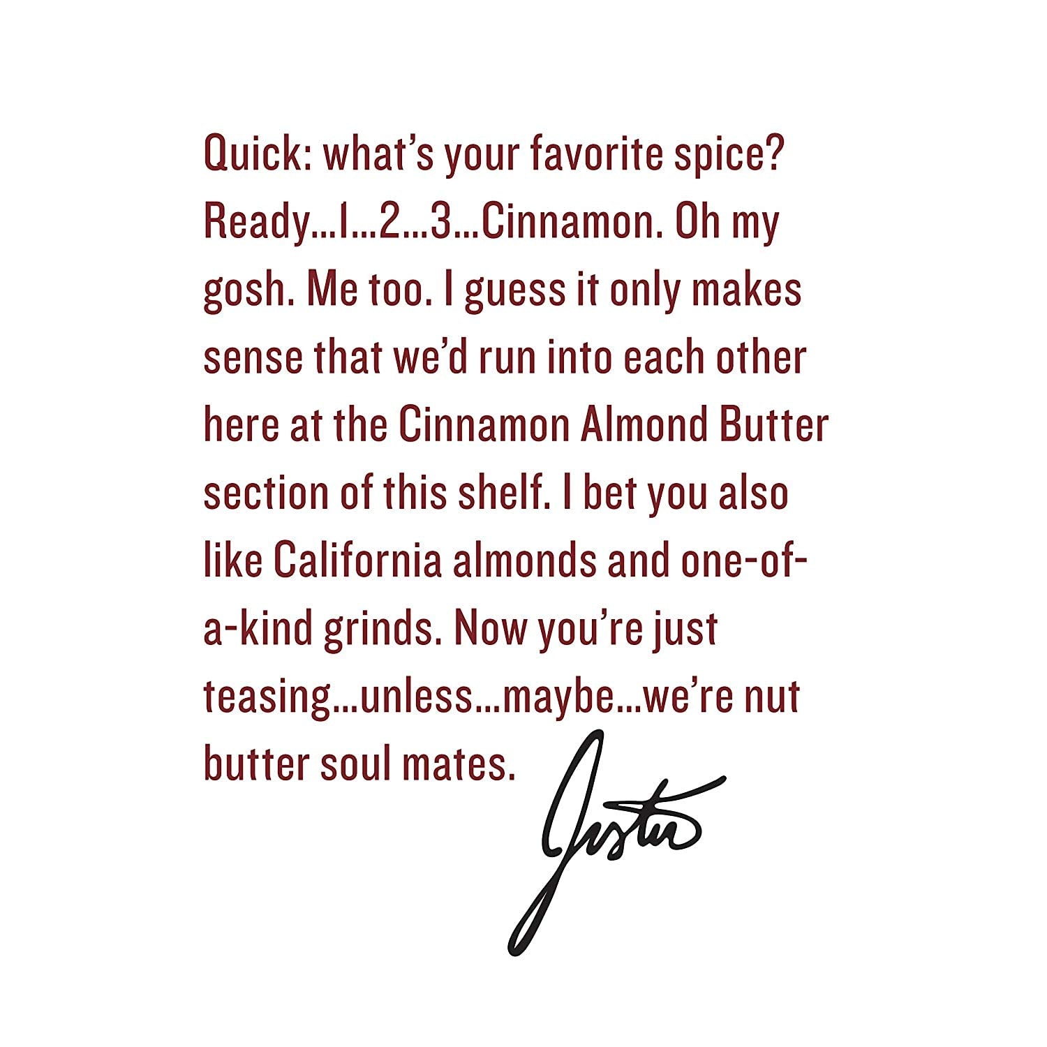 Justin's Almond Butter Cinnamon used in baking batter for desserts.