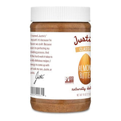 Justin's Almond Butter Classic Jar swirl in smoothie adds creamy richness.
