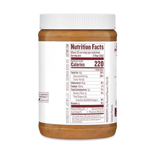 Justins Butter Peanut Crunchy spread on toast, a quick breakfast option.