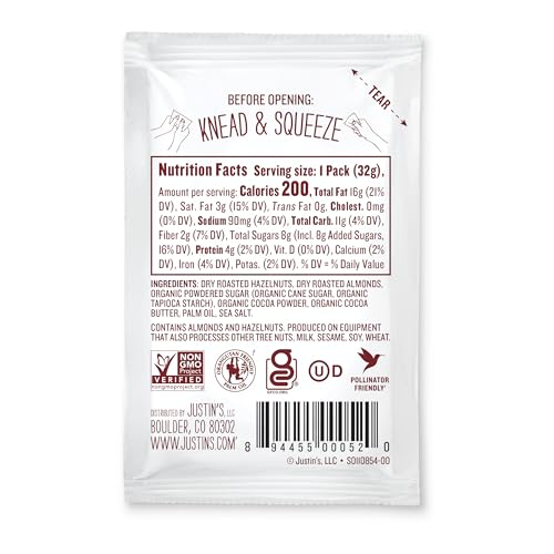 Justin's orangutan-friendly palm oil logo on the squeeze pack.