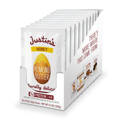 Justin's Honey Almond Butter Squeeze Pack front view for on-the-go snacking