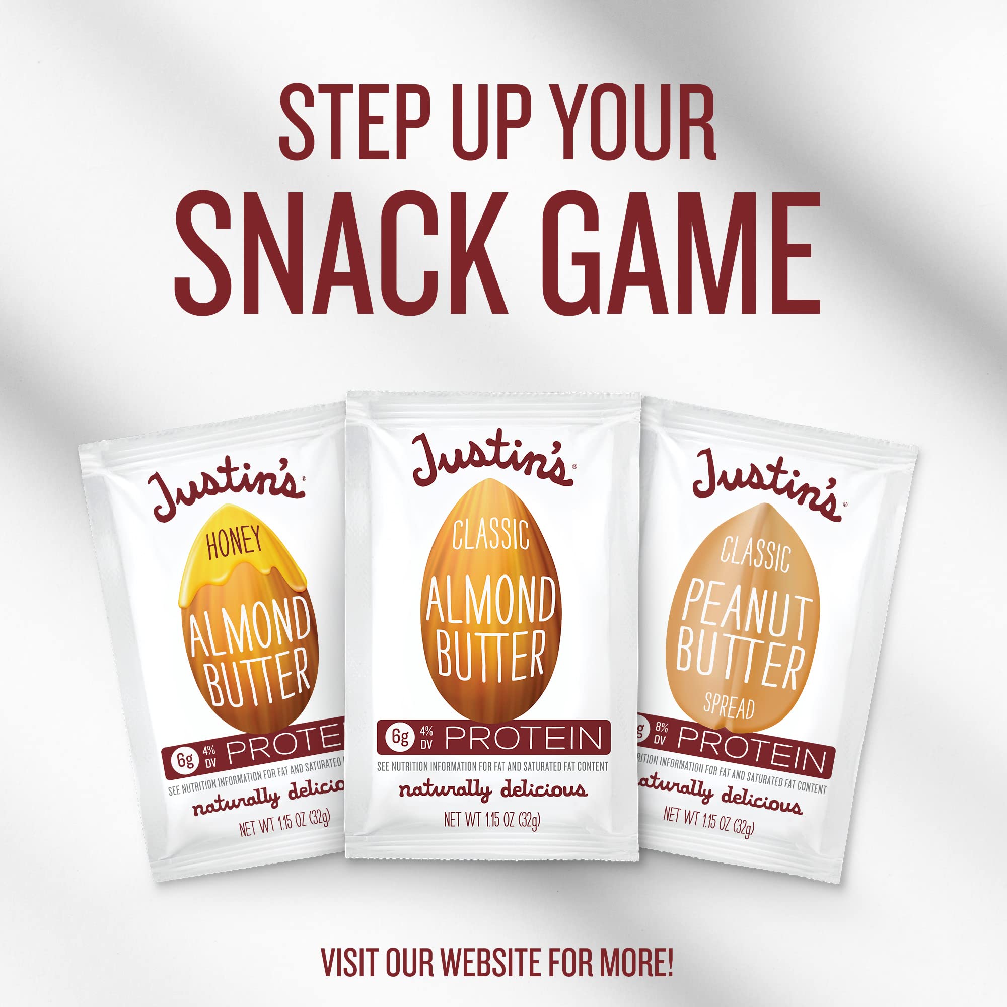 JUSTIN'S peanut butter squeeze pack ready to eat anywhere.