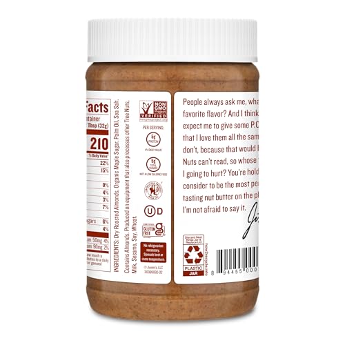 Justin's Maple Almond Butter ingredients close-up, showing maple sweetness