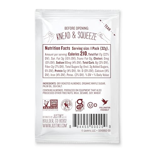 Ingredients panel for Justin's Maple Almond Butter highlighting natural options