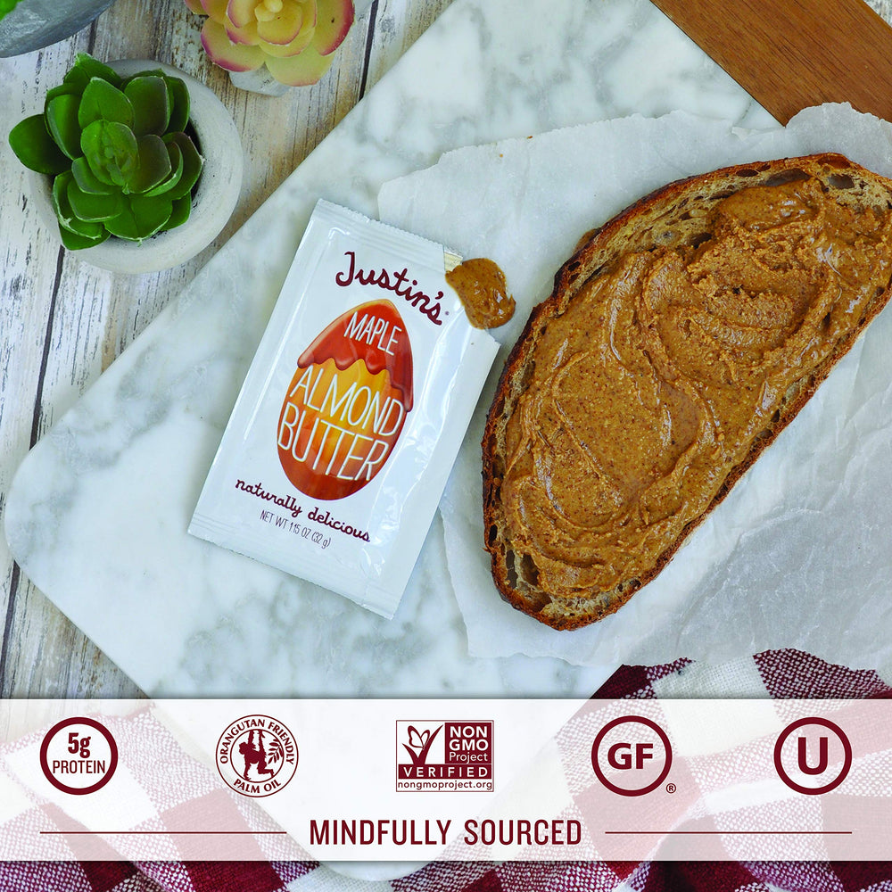Nutrition facts for Justin's Maple Almond Butter showing 6g protein
