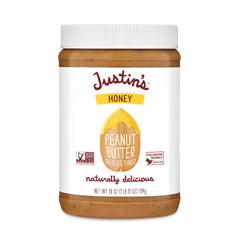 Justin's No Stir Honey Peanut Butter jar ready for quick snacks