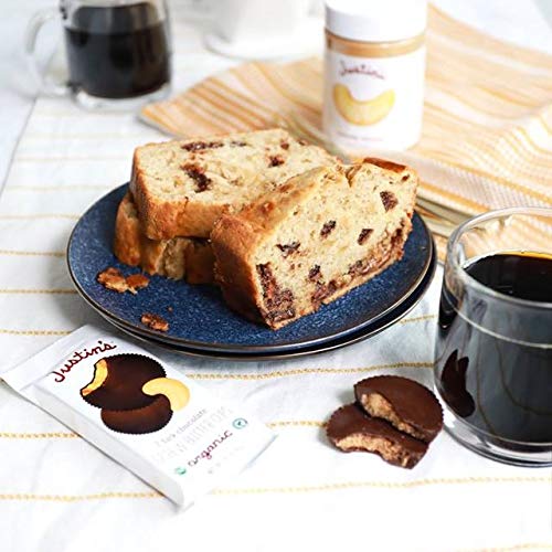 Justin's dark chocolate cups on-the-go setup ideal for travel snacks.