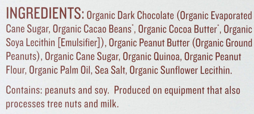 Justin's organic dark chocolate crispy peanut butter cups half-bite reveals a crisp texture.