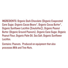Close-up of ingredients: Justin's organic peanut butter and chocolate for quality snacking.
