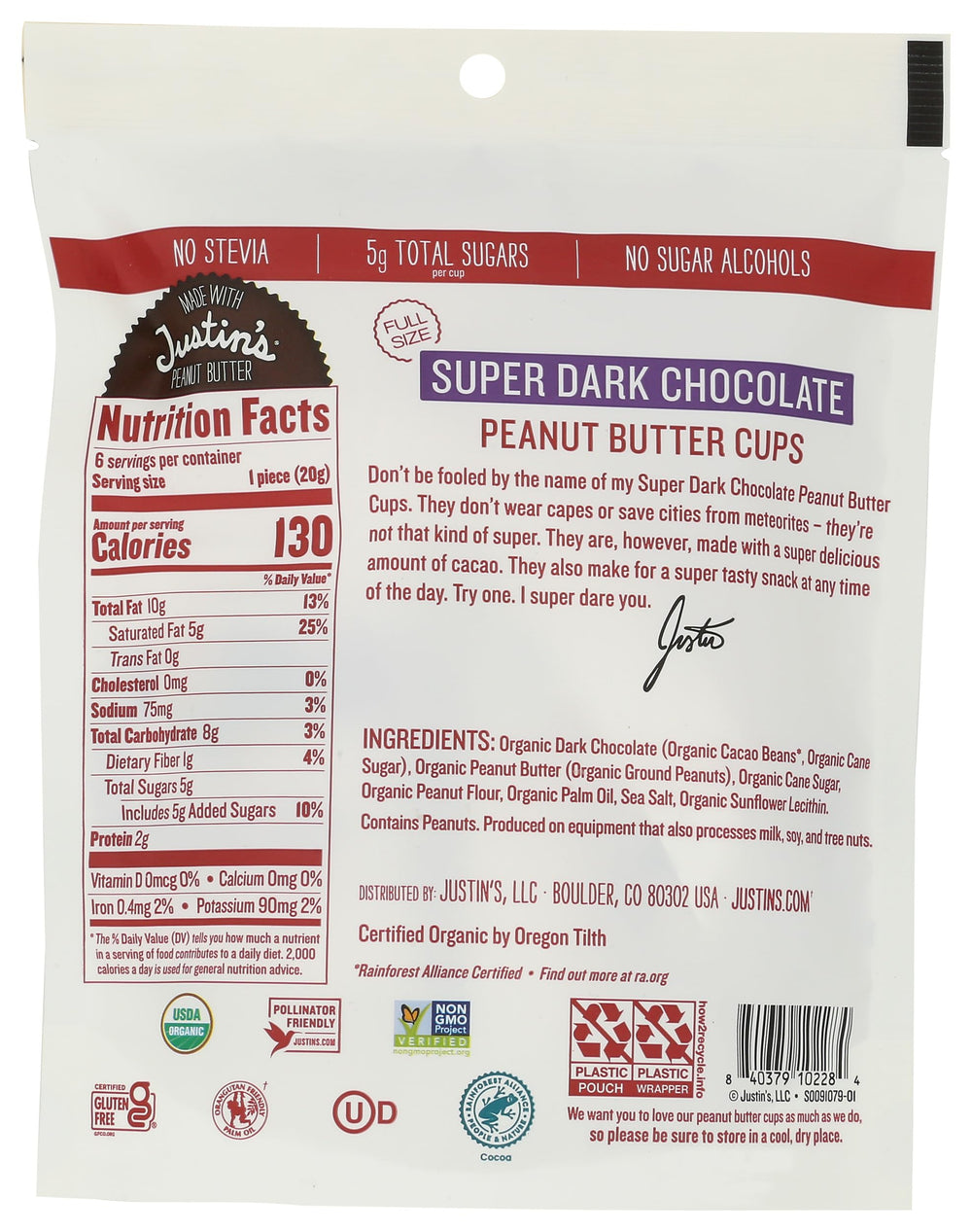 Justins Organic Cups on a plate, ready for a quick, satisfying snack